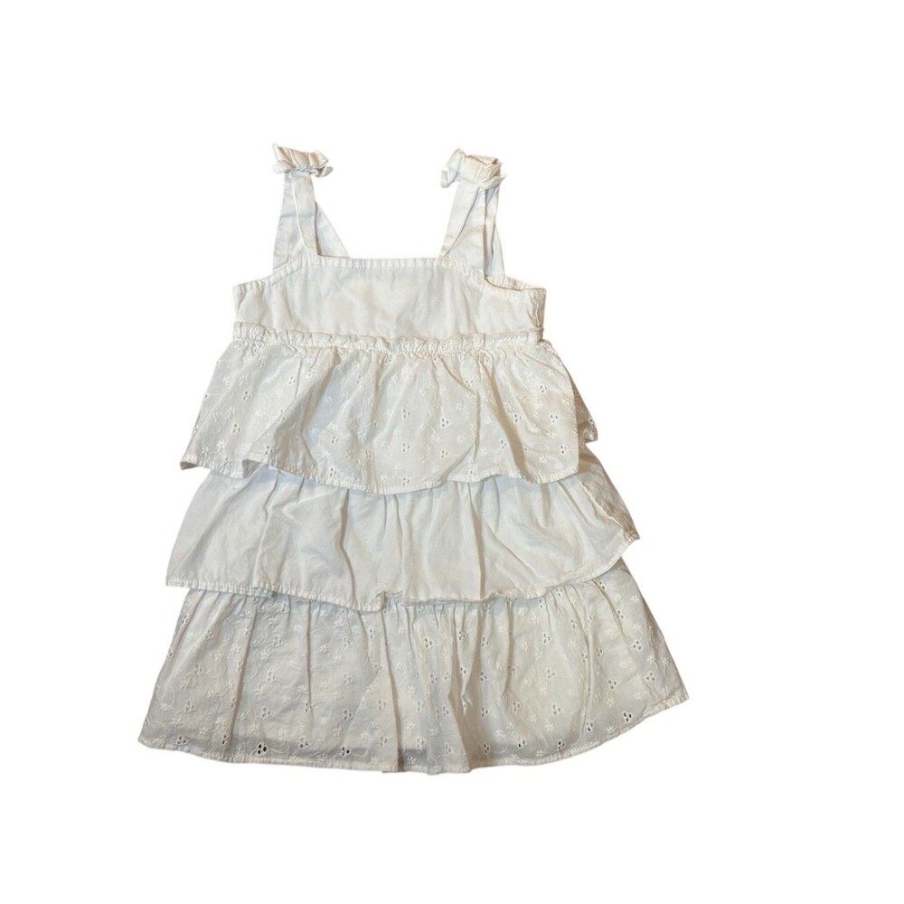 Cherokee Eyelet Tiered Dress White 24 Months Baby Toddler Girls Cotton